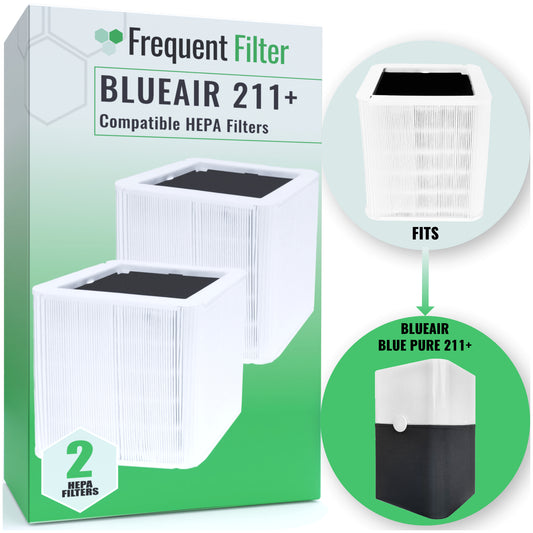 Pack of 2 | Frequent Filter Compatible Blueair 211 Replacement Filter| Blue Air Filter Replacement 211 / 211+ Blue Pure 211 Filter Replacement | Blueair 211 Filter - Foldable TRUE HEPA Filters