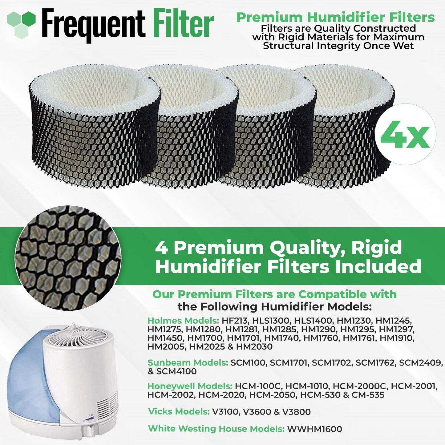 Holmes Compatible Humidifier Filter | HWF62 & HWF62CS | Holmes Filter A, (4-Pack)